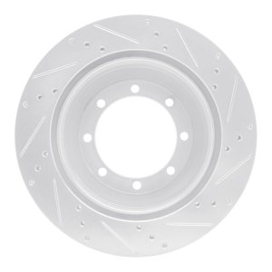Ford E-350 Super Duty Brake Rotor (1) - Rear Left - R1 Concepts - Drilled & Slotted - Silver - `99-`07